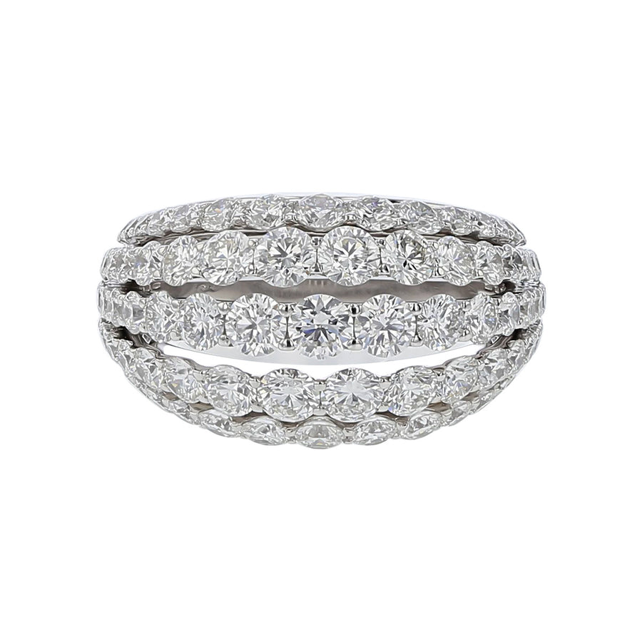 18K White Gold Diamond 5-Row Ring