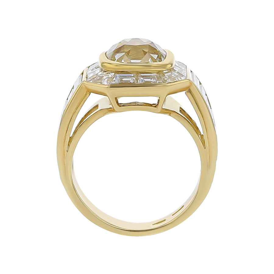18K Yellow Gold Cushion-cut Diamond Ring