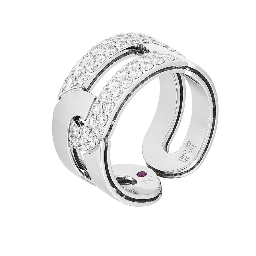 18K White Gold Navarra Diamond Link Wide Ring