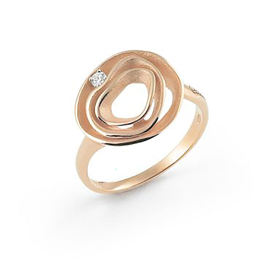 18K Orange Apricot Gold Ring with Diamonds
