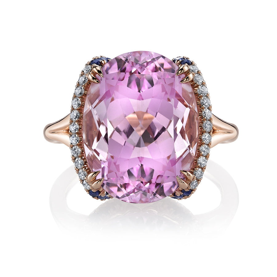 Kunzite, Sapphire and Diamond Ring