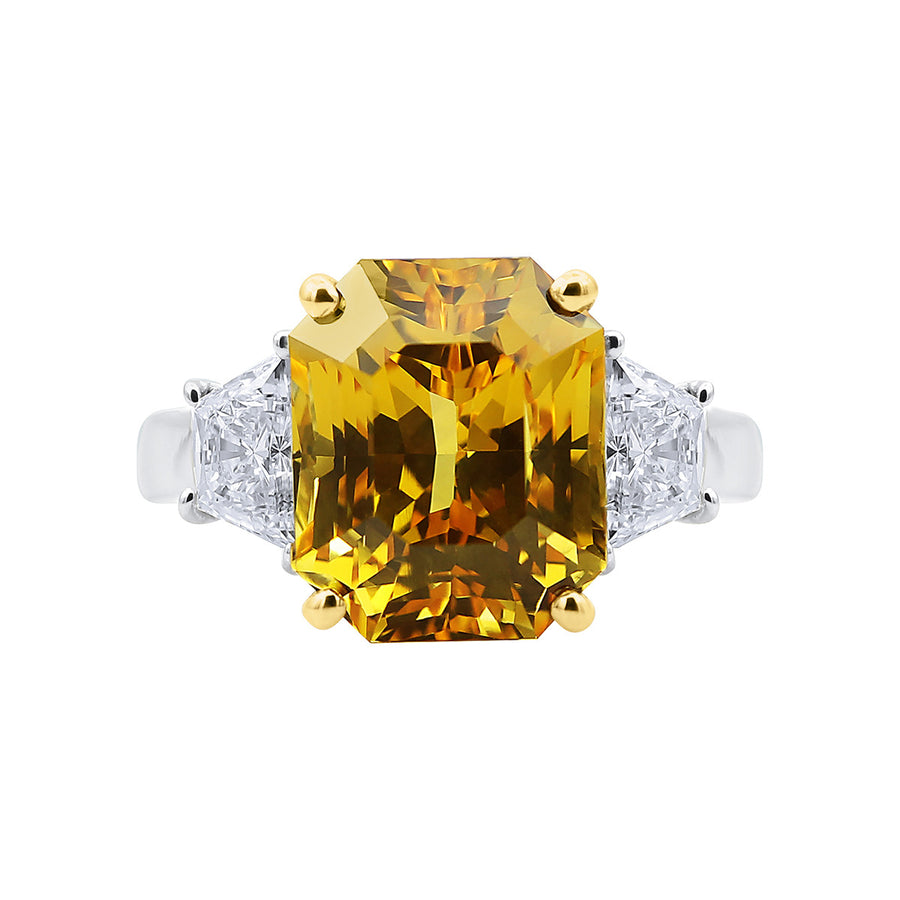 Gold and Platinum Yellow Sapphire and Diamond Ring