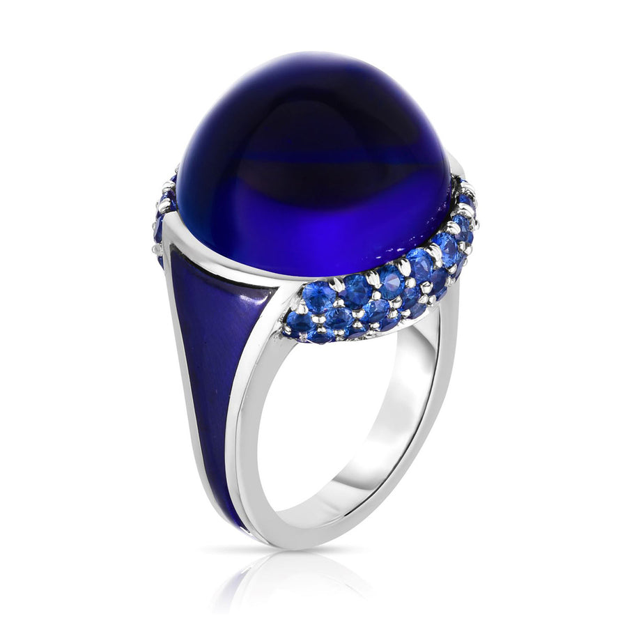 Cabochon Tanzanite and Blue Sapphire Ring