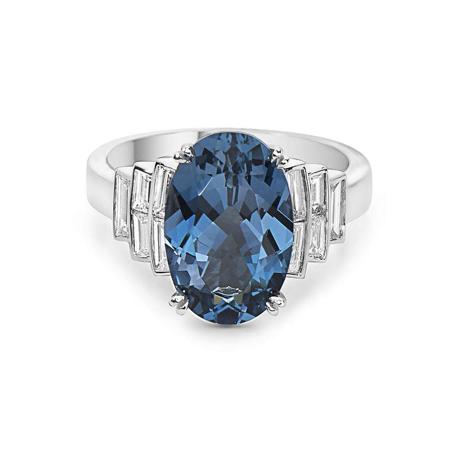 Pastel London Blue Topaz and Diamond Ring