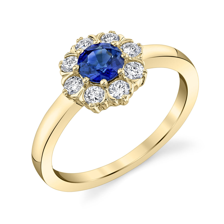 Blue Sapphire 14k Yellow Gold Ring with Diamonds