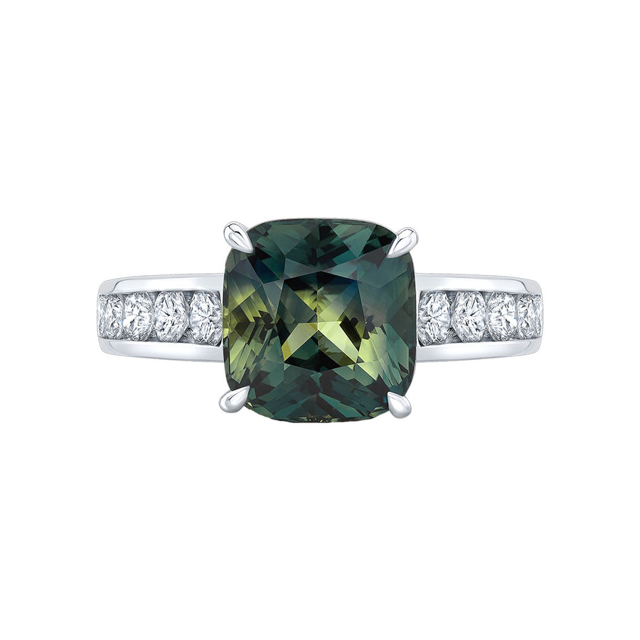 Cushion-cut Green Sapphire Ring