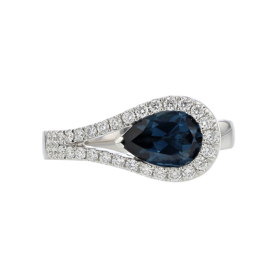 London Blue Topaz and Diamond Lasso Ring