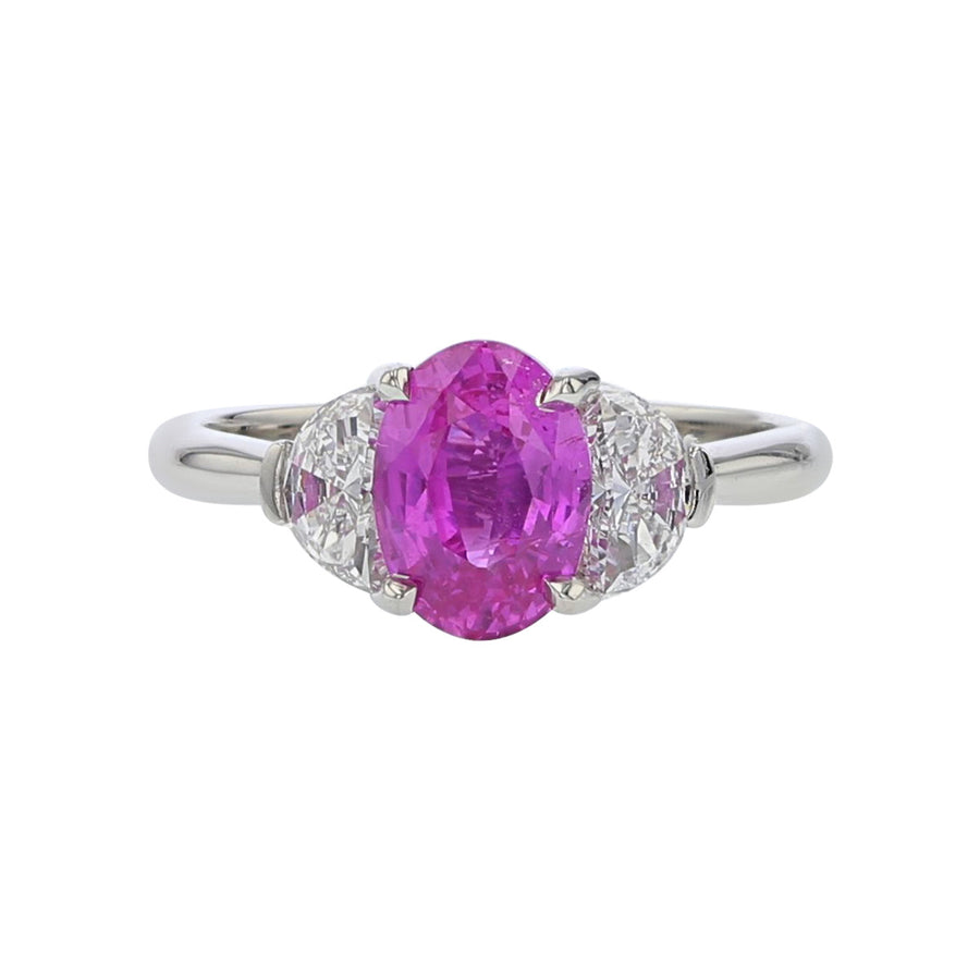 Sri Lankan Pink Sapphire and Diamond 3-Stone Ring