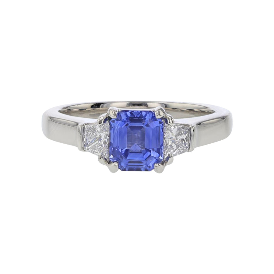 Sri Lankan Sapphire and Diamond 3-Stone Ring