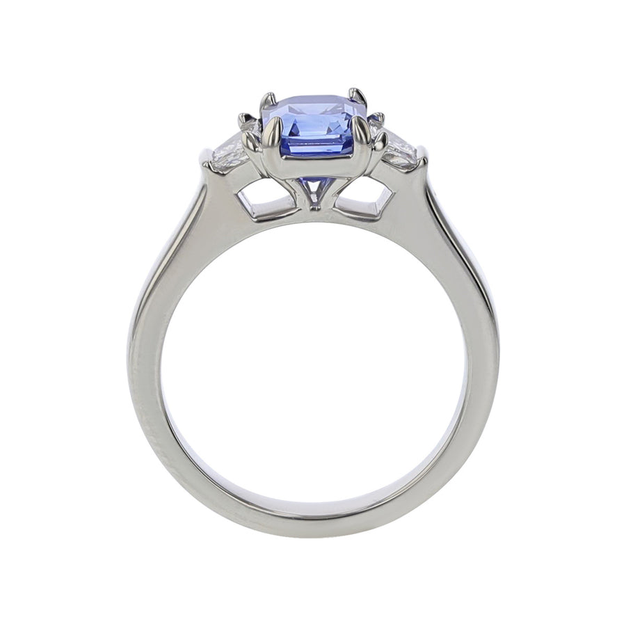 Sri Lankan Sapphire and Diamond 3-Stone Ring