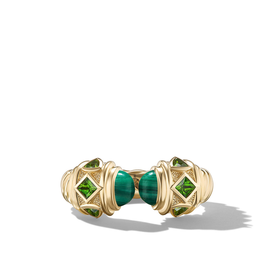 Renaissance Color Ring in 18K Yellow Gold with Malachite and Chrome Diopside