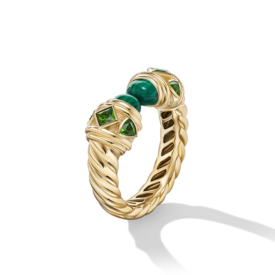 Renaissance Color Ring in 18K Yellow Gold with Malachite and Chrome Diopside