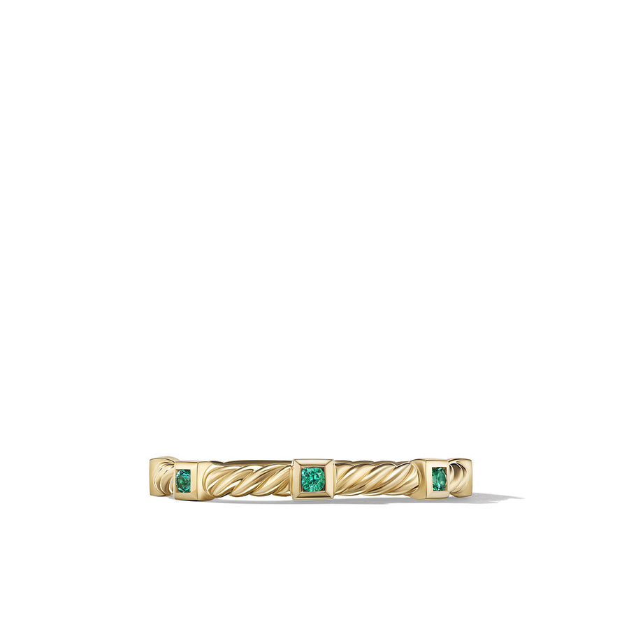 Cable Collectibles Stack Ring in 18K Yellow Gold with Emeralds