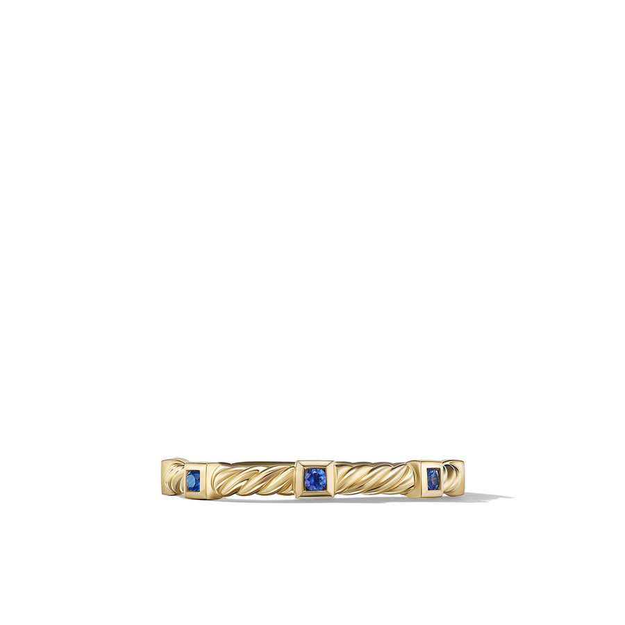 Cable Collectibles Stack Ring in 18K Yellow Gold with Blue Sapphires