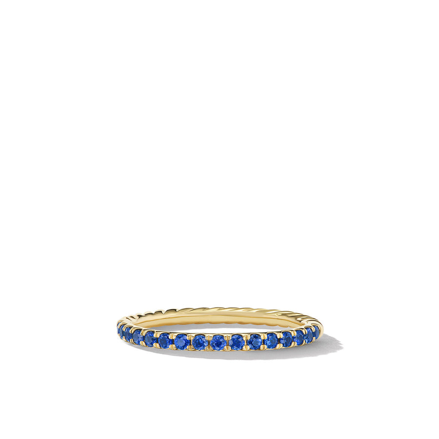 Cable Collectibles Stack Ring in 18K Yellow Gold with Pave Blue Sapphires