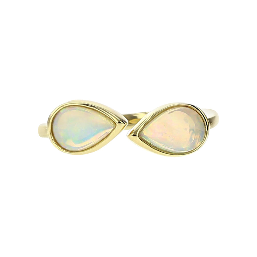 14K Yellow Gold Pear Shaped Australian Opal Ring