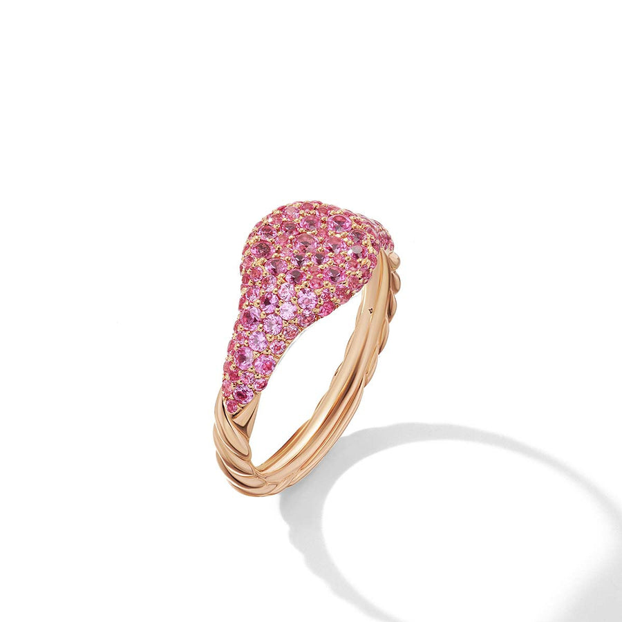 Petite Pave Pinky Ring in 18K Rose Gold with Pink Sapphire