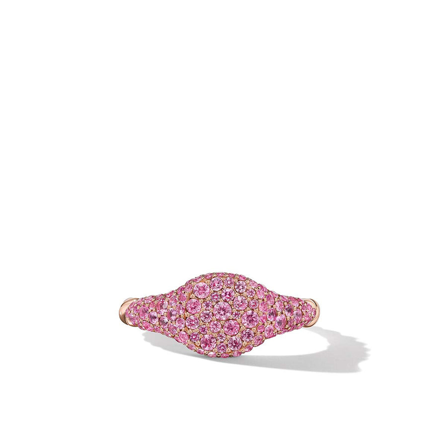 Petite Pave Pinky Ring in 18K Rose Gold with Pink Sapphire