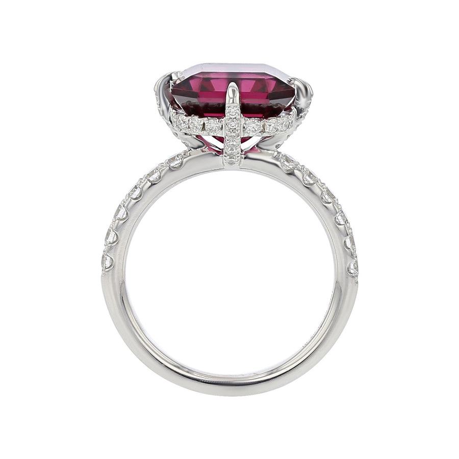 Pastel Diamond Asscher Cut Garnet Ring