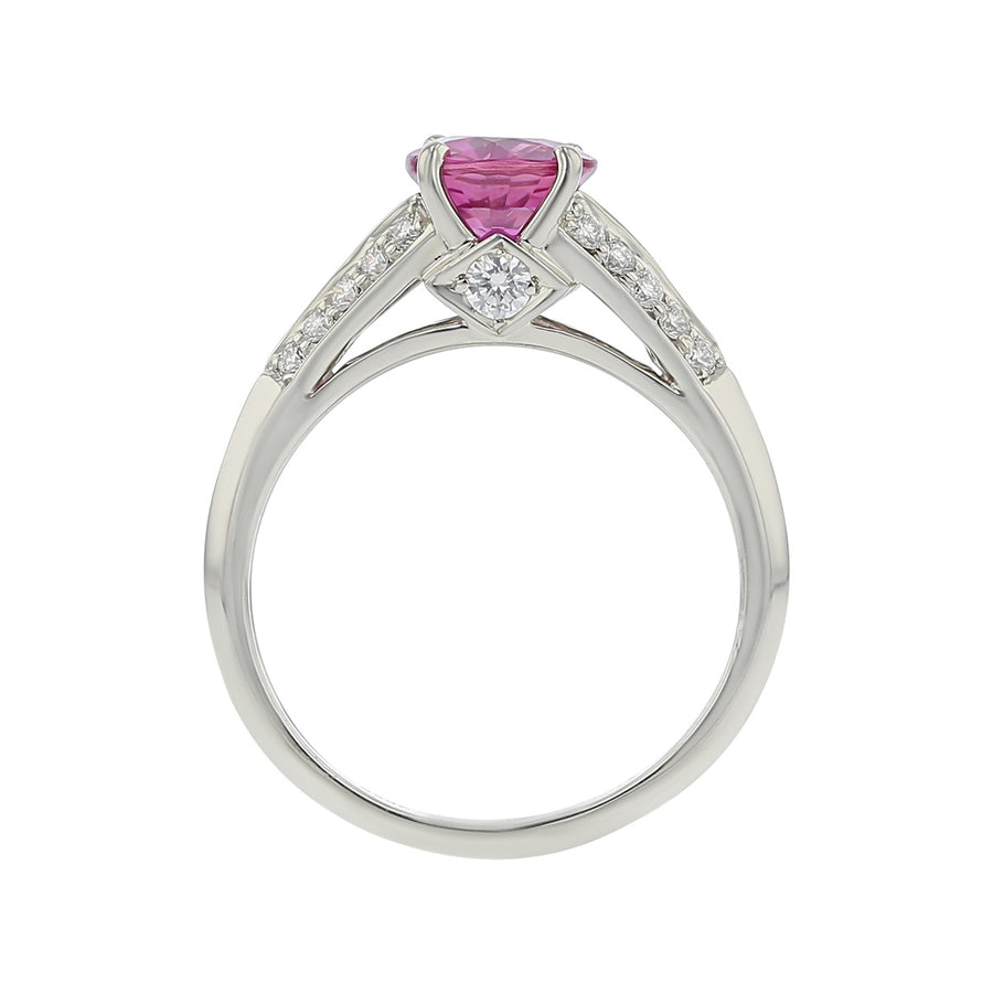 Pink Sapphire and Diamond Ring