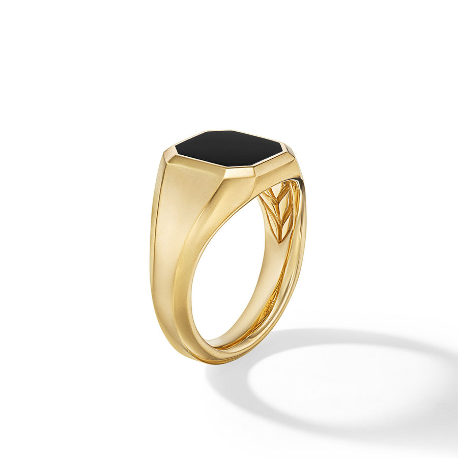 Streamline Signet Ring in 18K Yellow Gold with Black Onyx