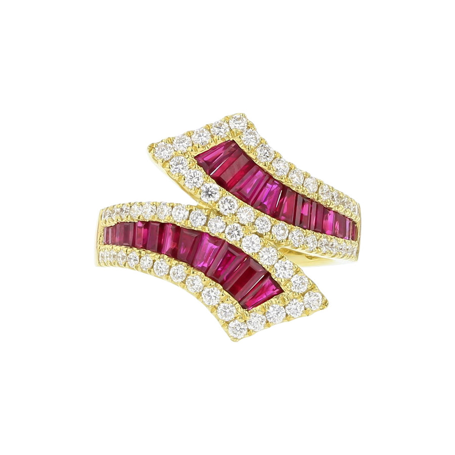 Krypell Collection Ruby and Diamond Bypass Ring