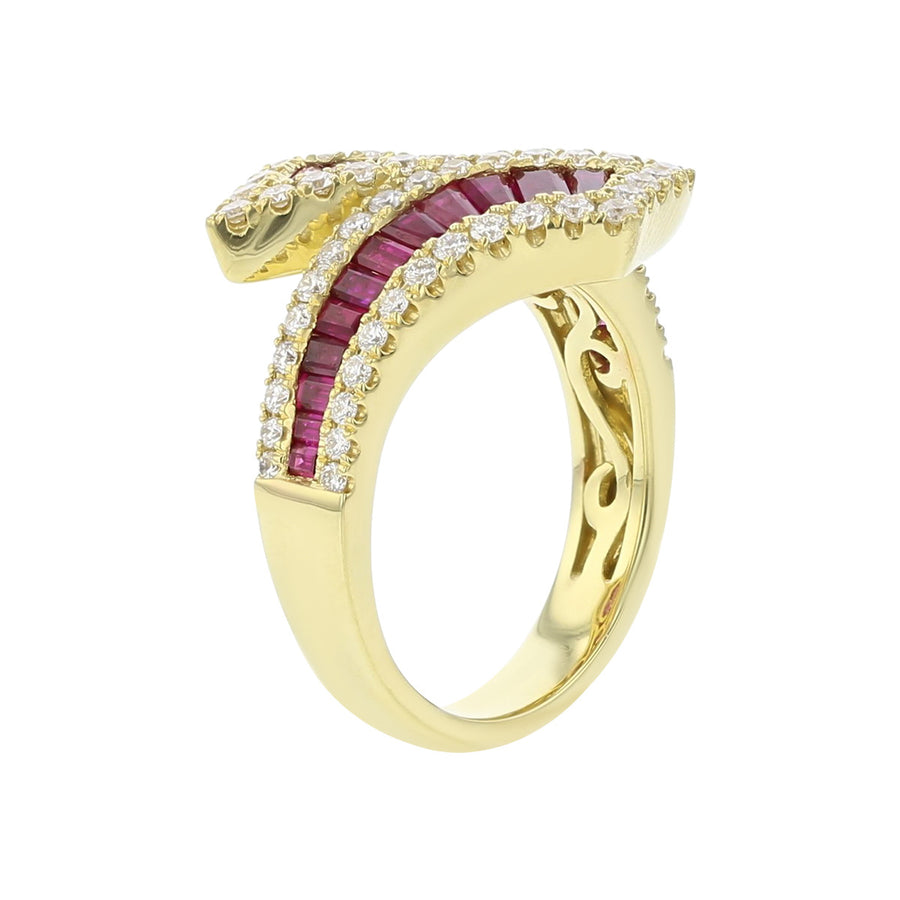 Krypell Collection Ruby and Diamond Bypass Ring