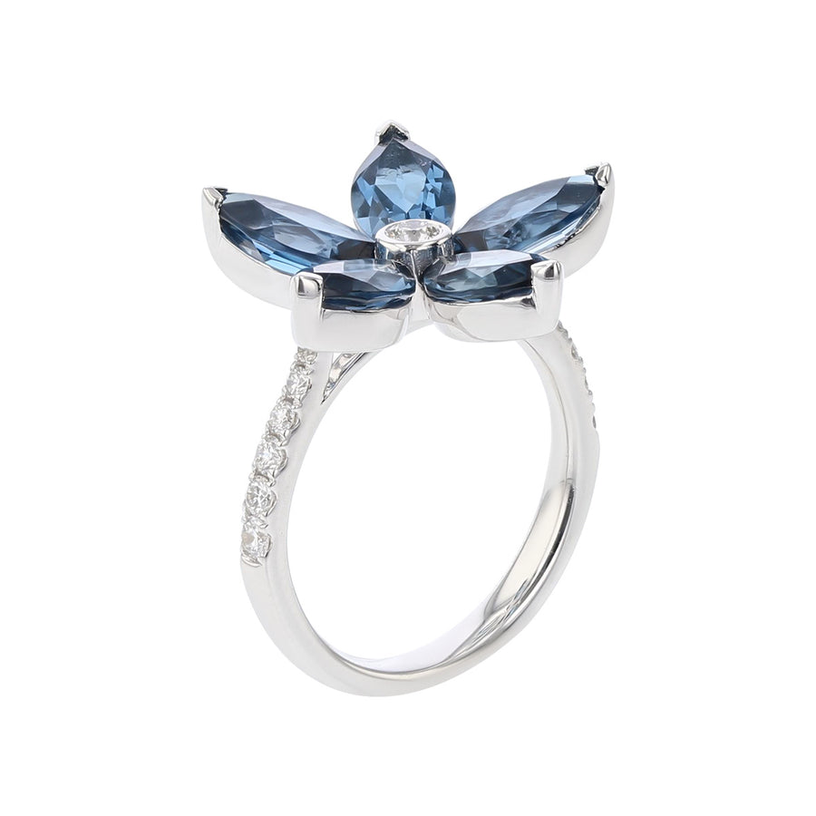 Pear Shaped Aquamarine and Diamond Wrap Ring