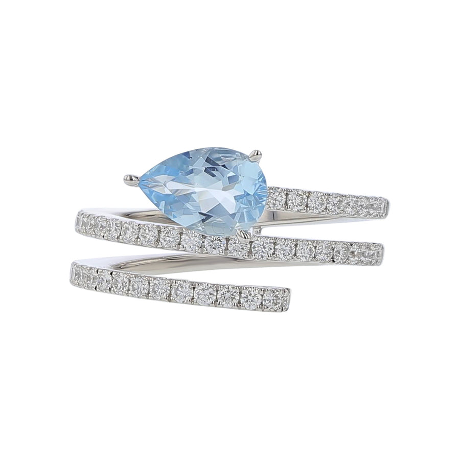 Pear Shaped Aquamarine and Diamond Wrap Ring