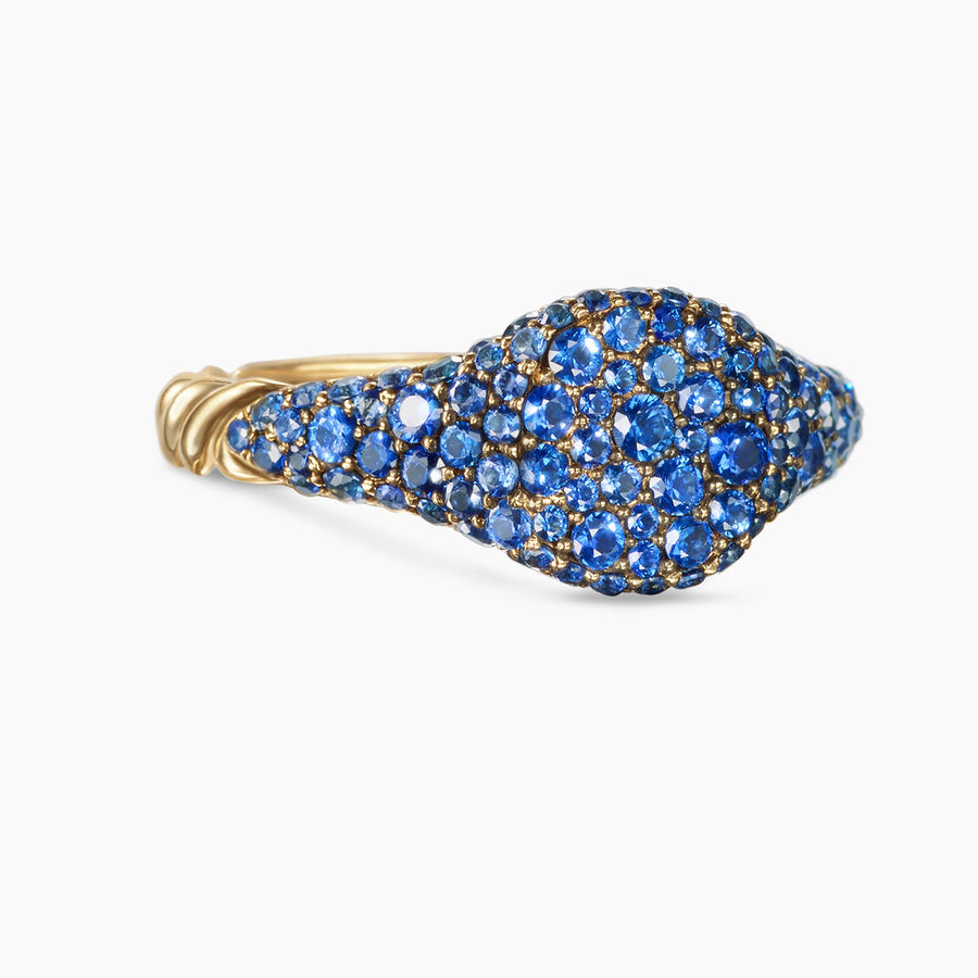 Petite Pave Pinky Ring in 18K Yellow Gold with Sapphires