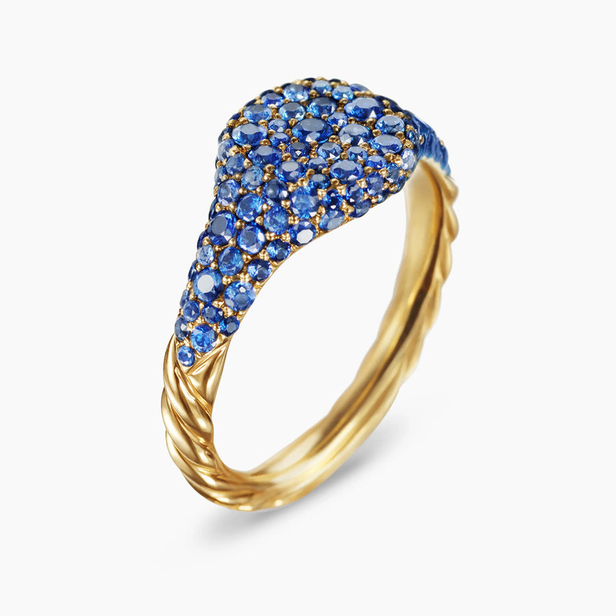 Petite Pave Pinky Ring in 18K Yellow Gold with Sapphires