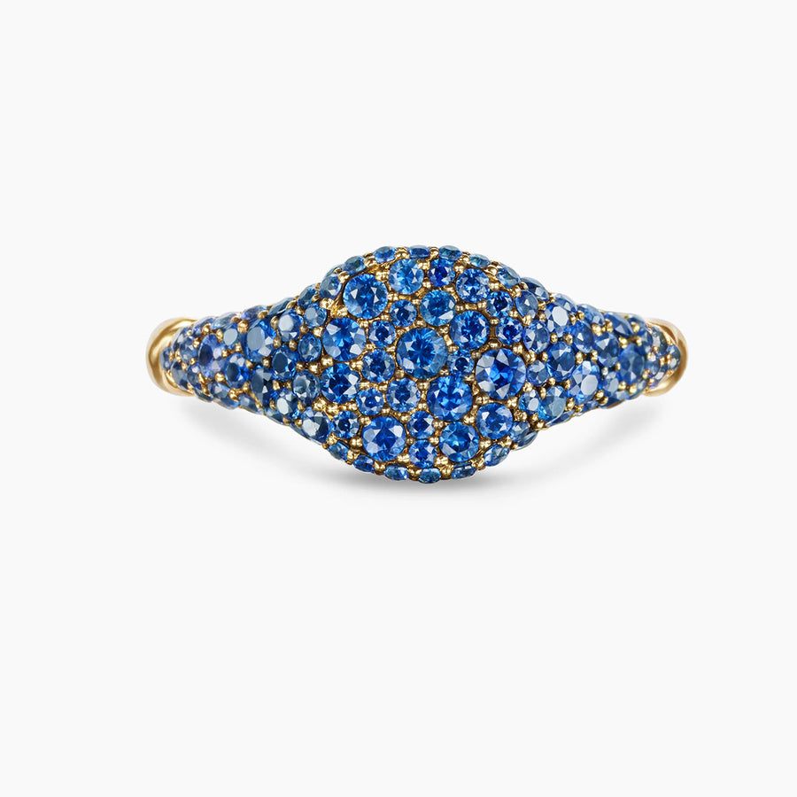 Petite Pave Pinky Ring in 18K Yellow Gold with Sapphires