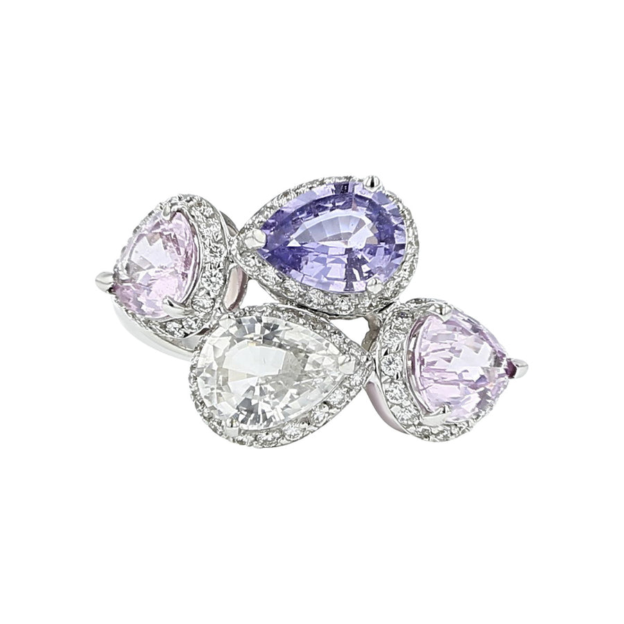 Multi-color Sapphire and Diamond Ring