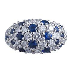 14K Sapphire Diamond Dome Fashion Ring