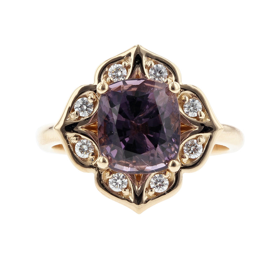18K Rose Gold Purple Spinel and Diamond Ring