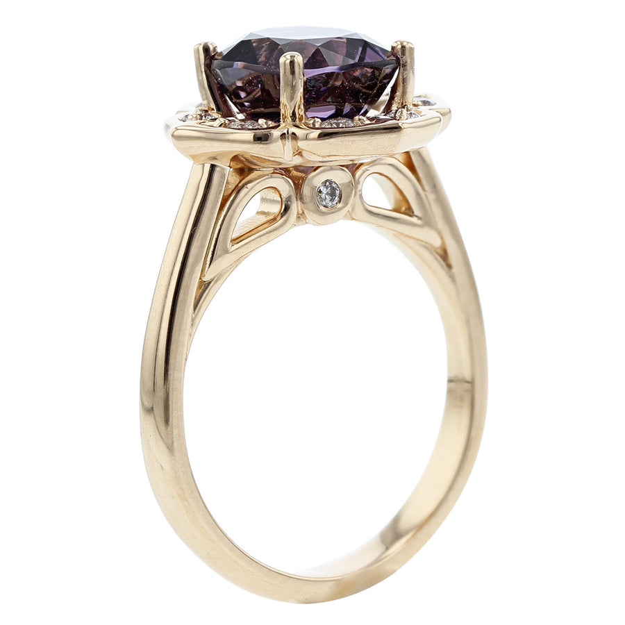 18K Rose Gold Purple Spinel and Diamond Ring
