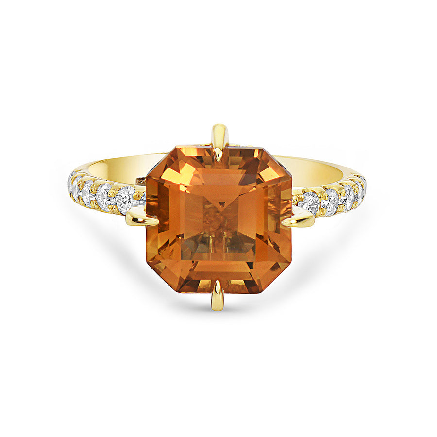 Pastel Diamond Asscher Cut Citrine Ring