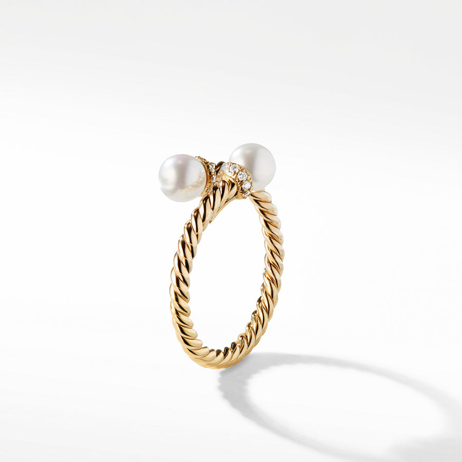 Solari Station Ring in 18K Yellow Gold with Cultured Pearl and Diamonds