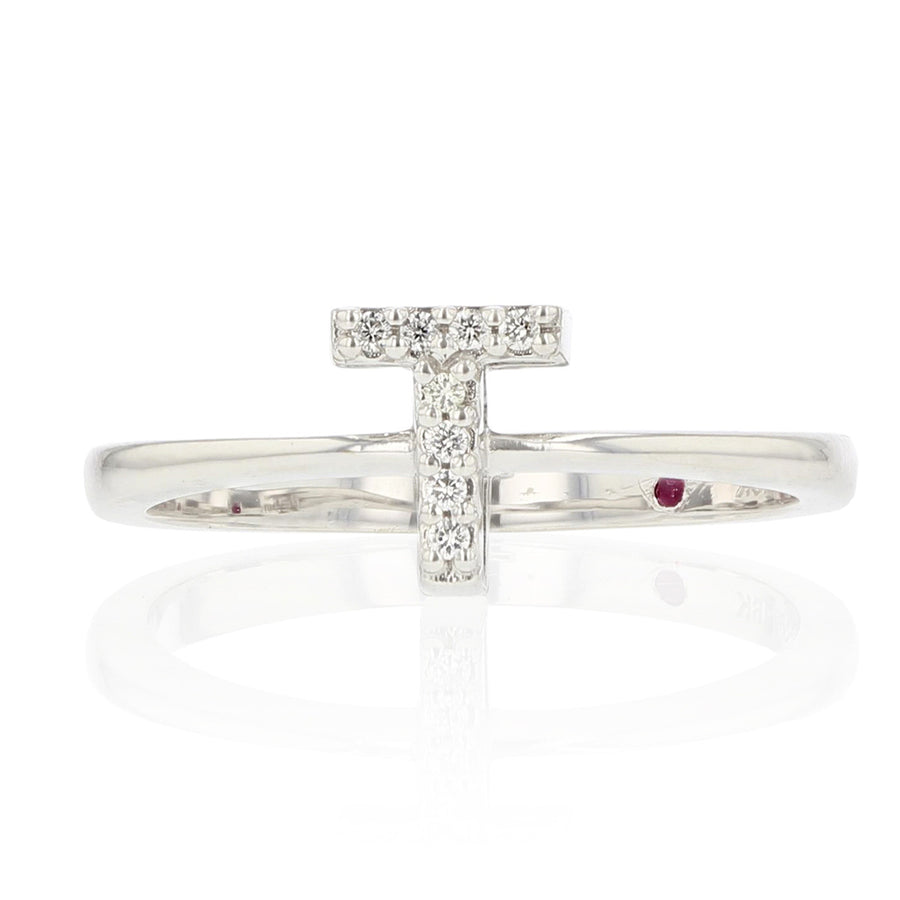 Love Letter T Ring with Diamonds