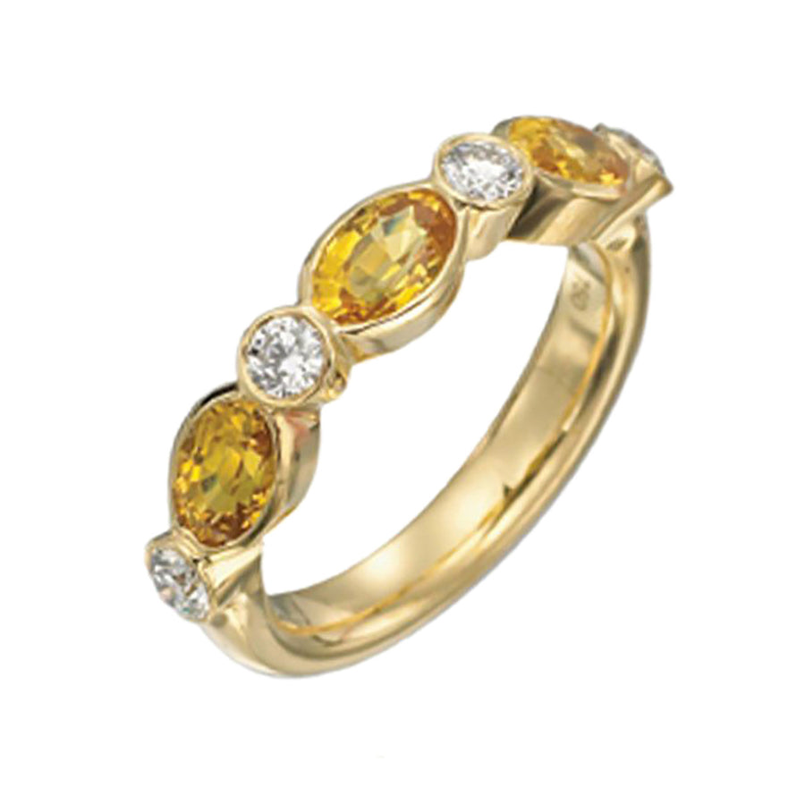 18K Yellow Gold Diamond Sapphire Stackable Ring