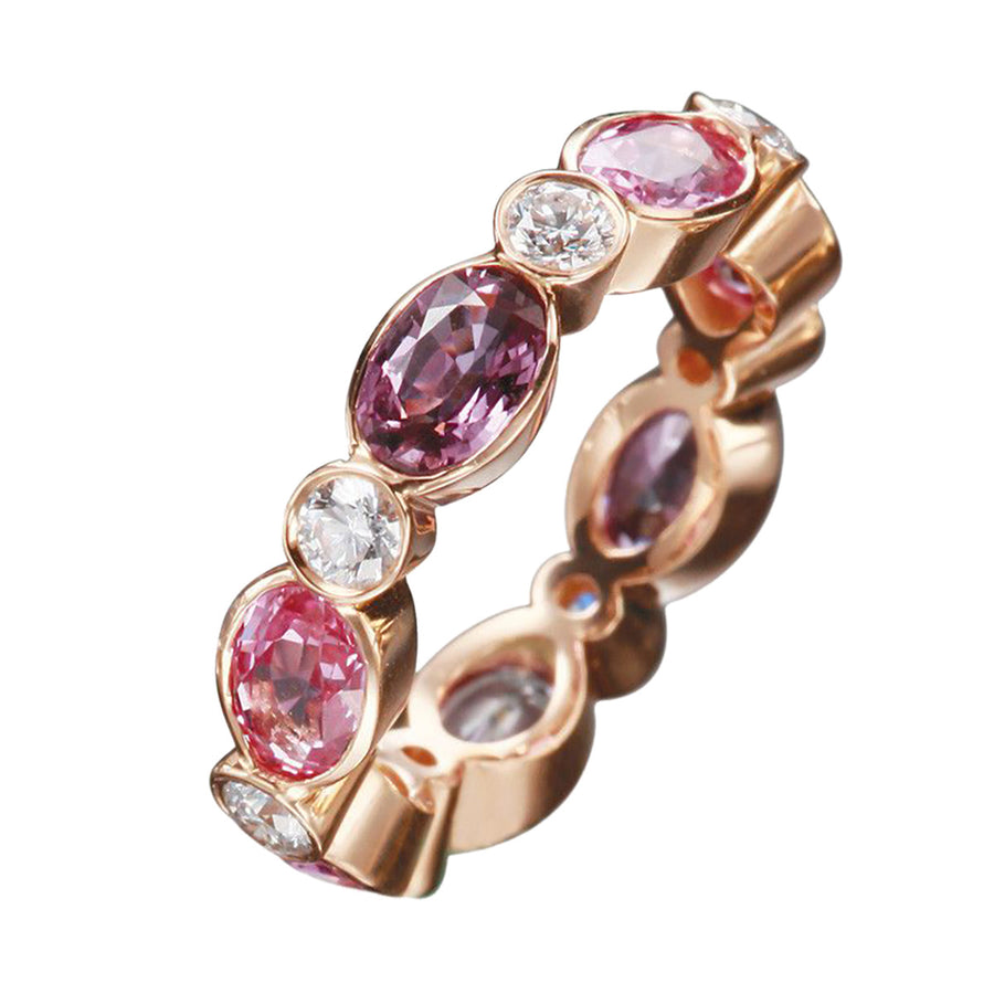 18K Rose Gold Diamond Sapphire Stackable Ring