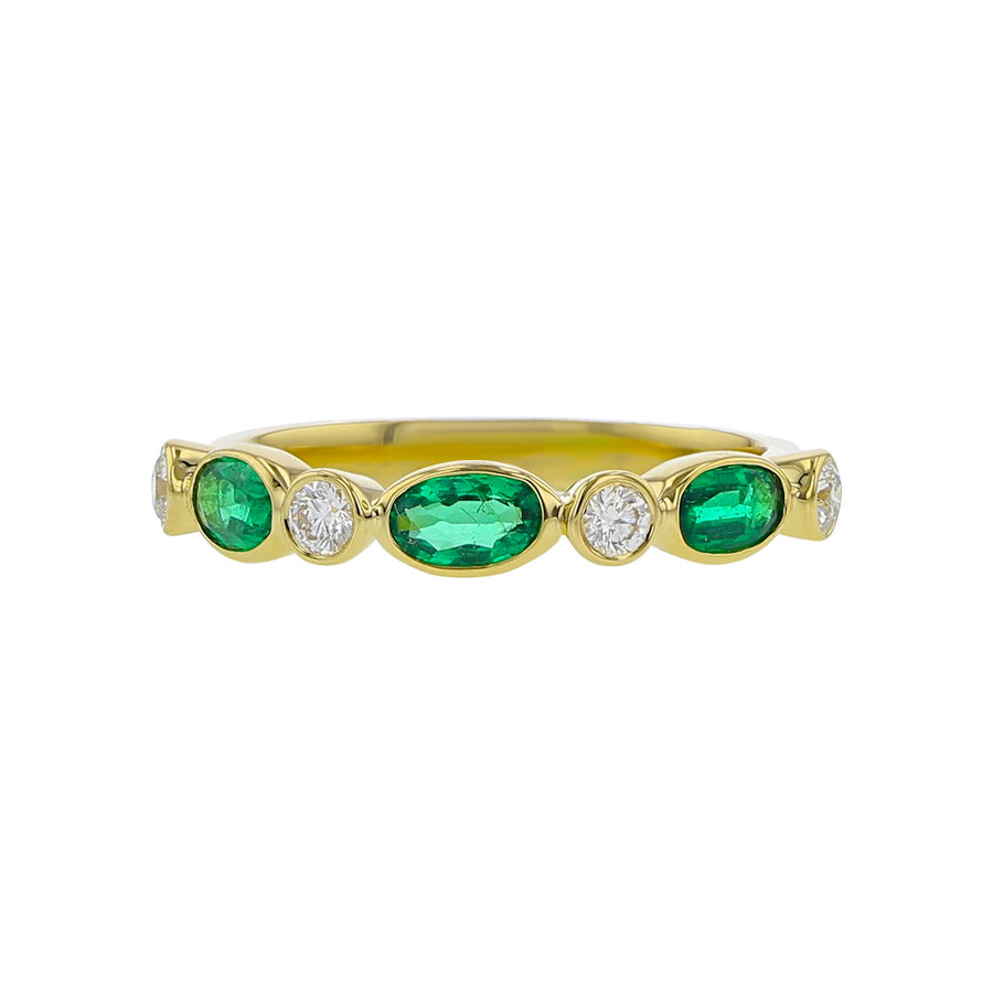 Marbella 18K Yellow Gold Diamond Emerald Stackable Ring