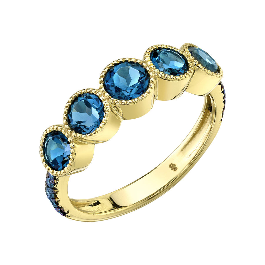 London Blue Topaz and Blue Diamond Band Ring
