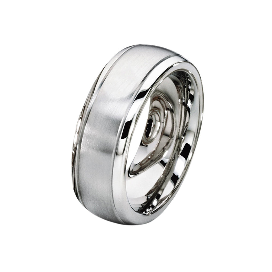 Domed Brushed and Polished Wedding Band