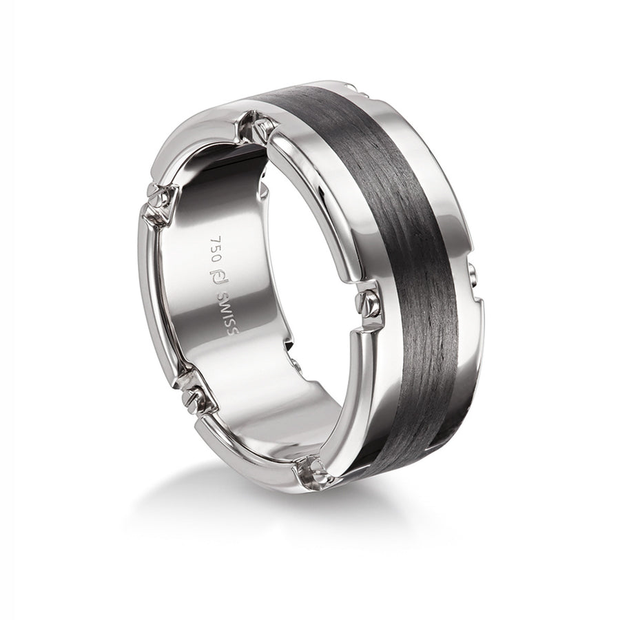 Palladium and Carbon Fiber Wedding Band