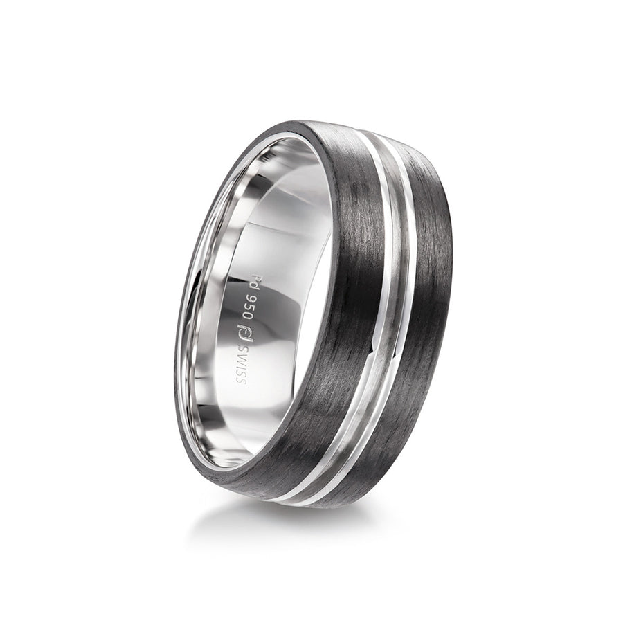 Carbon Fiber and Palladium Wedding Band