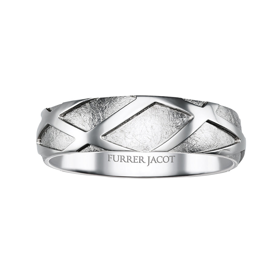 Cross Hatch Pattern Wedding Band