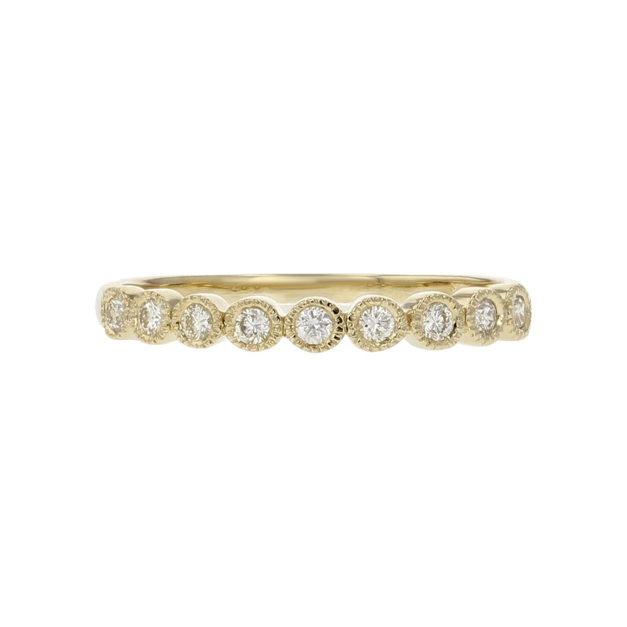 Diamond Milgrain Wedding Band in 14K Yellow Gold