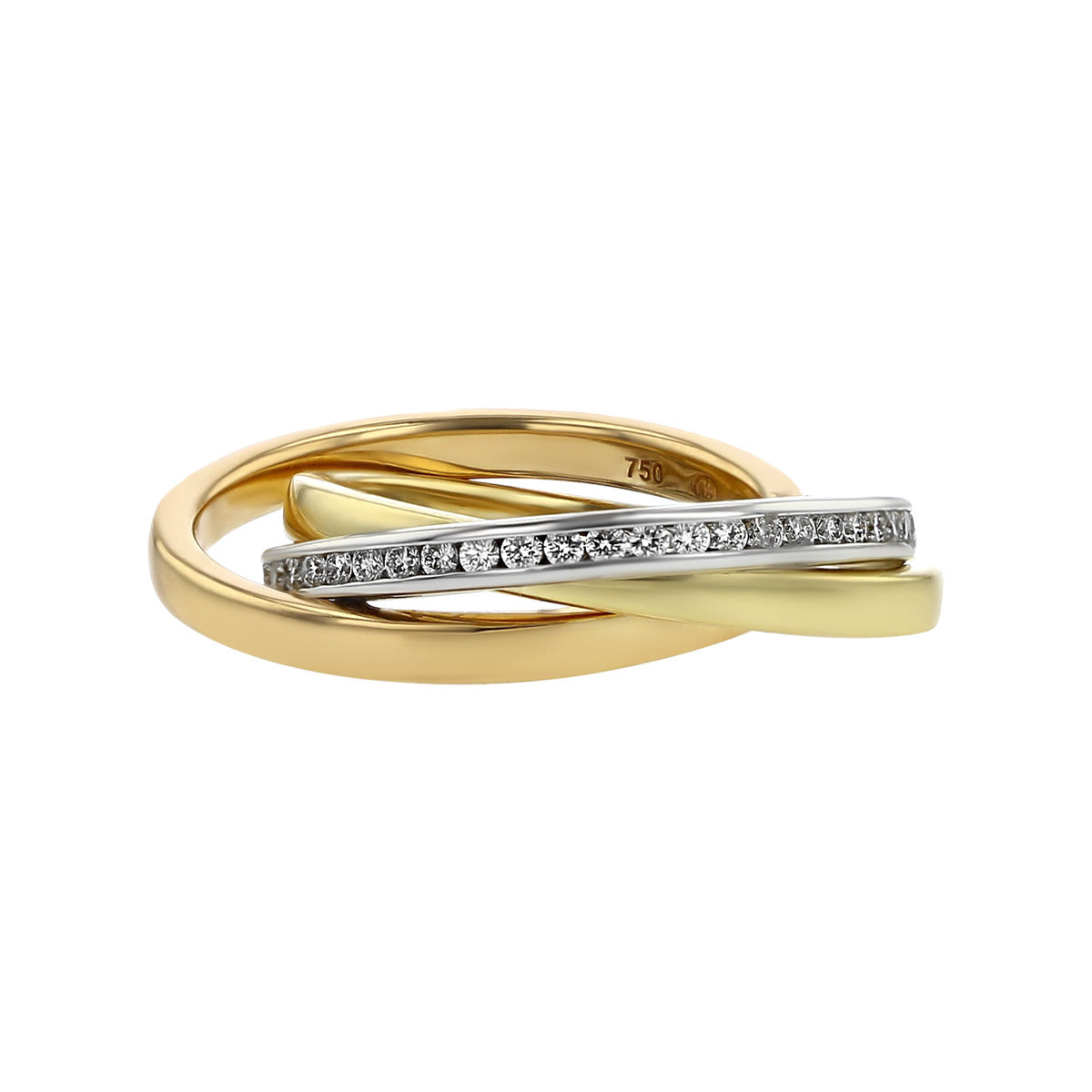 Tri Gold Diamond Interlocking Rings | Schwarzschild Jewelers
