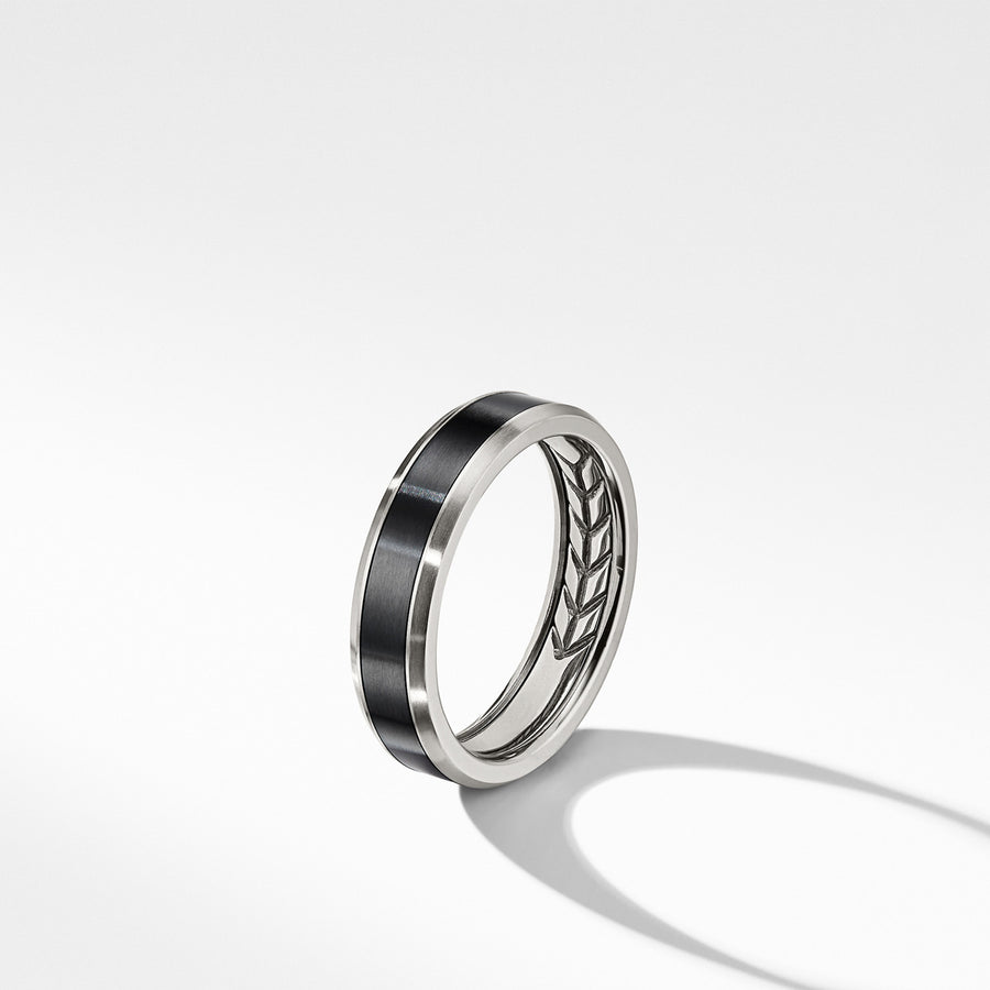 Beveled Band Ring in Grey Titanium with Black Titanium, 6mm